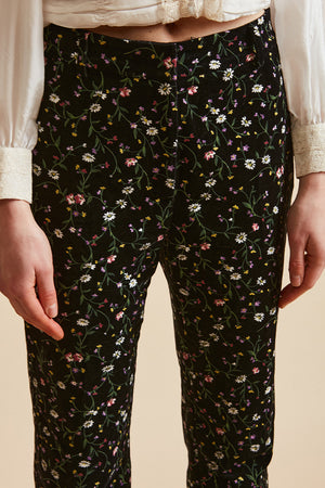 Pantalon en velours lisse de coton imprimé floral