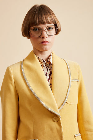 Veste tailleur en velours côtelé details - jaune