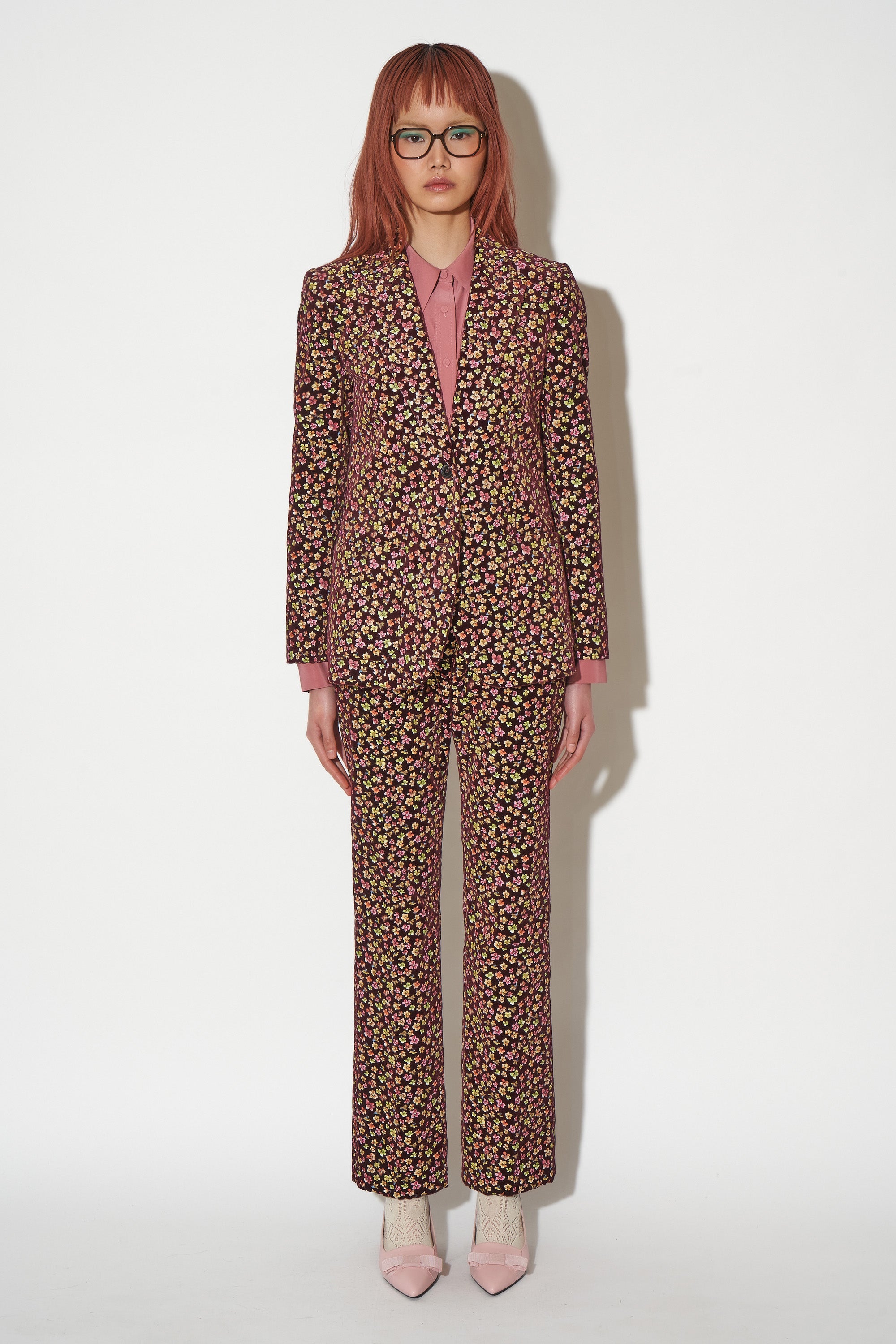 FLOWER PRINT VELOUR PANTS