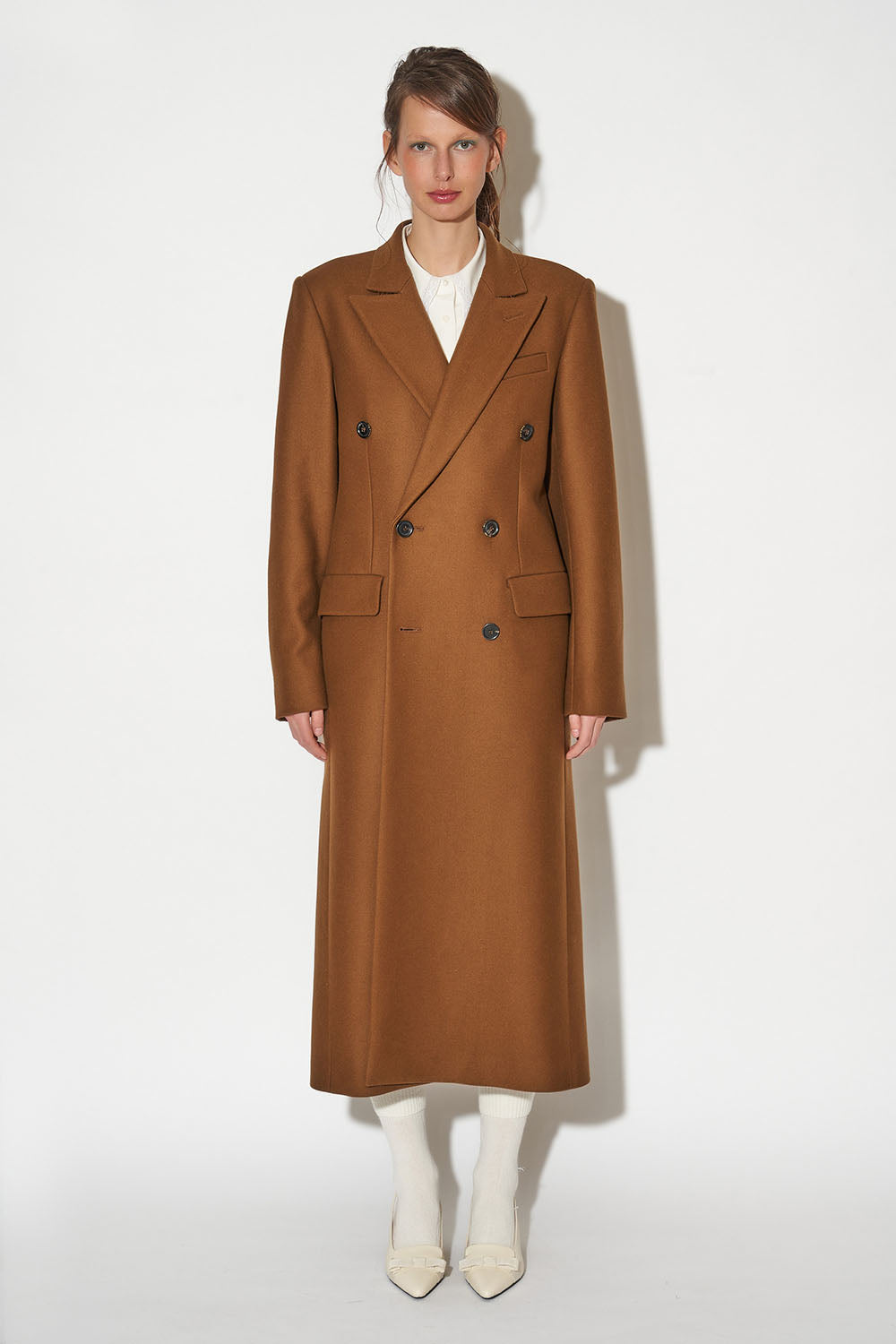 Unisex long wool and cashmere coat