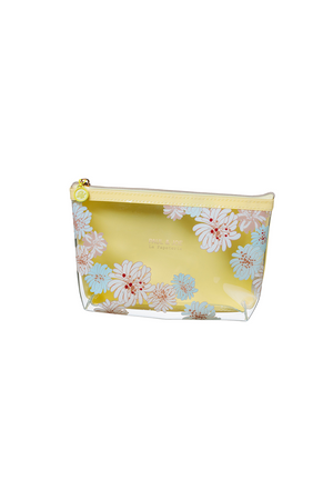 Small transparent yellow pouch with chrysanthemum pattern