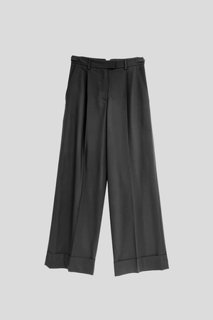 Pantalon ample en laine vierge tropicale packshot - Noir