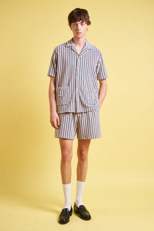 Jacquard-striped terrycloth shorts