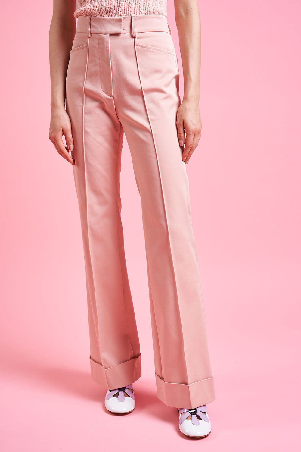 Pantalon rose taille haute fashion