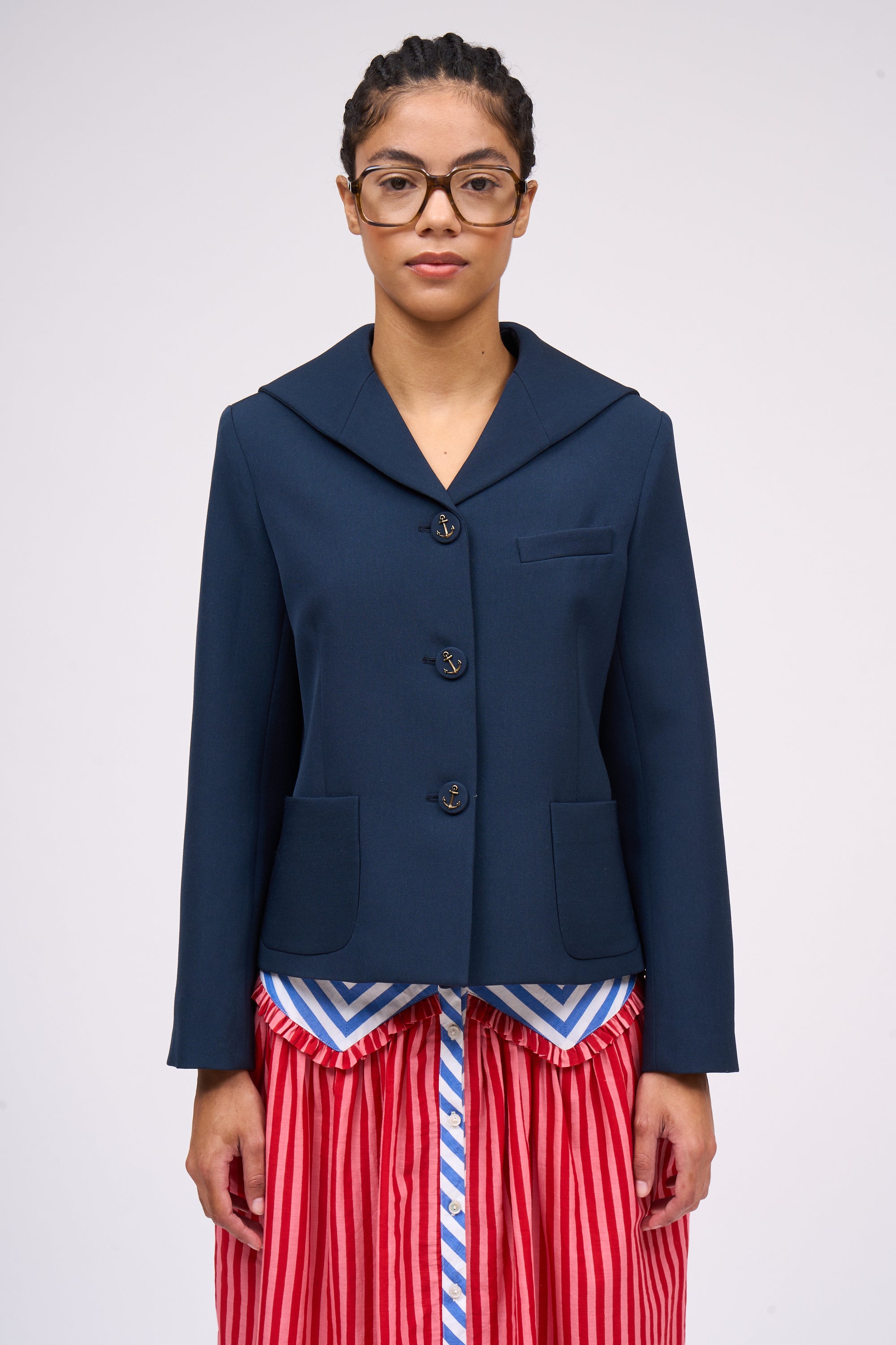 SAILOR COLLAR TAILORED JACKET ネイビー