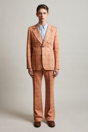 Veste jersey tissée en Italie au motif jacquard plein pied - Orange