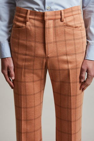 Pantalon tailleur en jersey au motif jacquard tissé en Italie détail - Orange