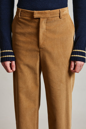 Pantalon en velours côtelé de coton corduroy détail - Camel