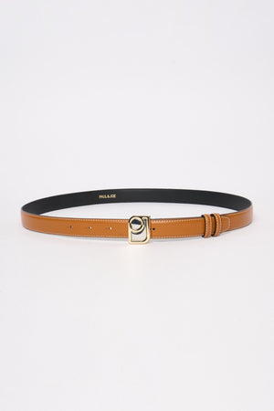 Leather belt with logo