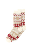 Chaussettes en jacquard chat marron beige