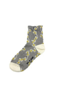 Chaussettes femme à fleurs jaune et gris