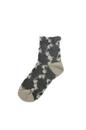 Chaussettes femme à fleurs gris