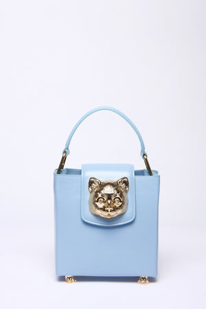 Sac en cuir tête de chat - Bleu