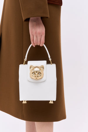 Cat Head Leather Bag - White