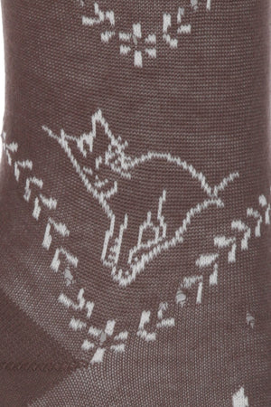 Chaussettes imprimées sleeping cat détail - Marron