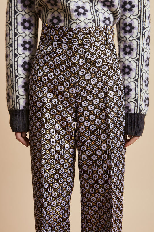 Mantua Floral Jacquard Trousers  Olivia Rubens