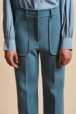 Pantalon en cady de laine détail - Bleu
