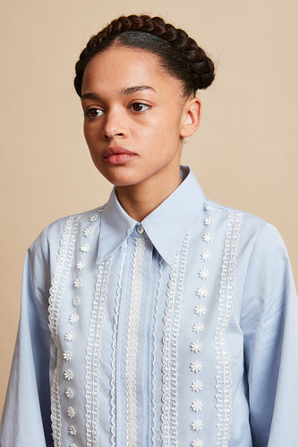 Long-sleeved cotton poplin blouse
