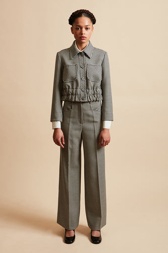 Straight trousers in gingham virgin wool