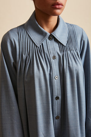 Robe courte ample ajustée aux épaules détail - Bleu