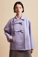 Short flared coat in caban-wool cashmere fabric