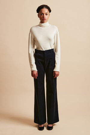 Flare pants with crease in corduroy