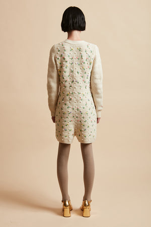 Short jumpsuit in merino wool knit