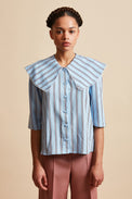 Striped blouse with wide collar