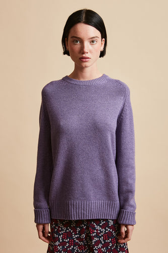 Round neck wool and cashmere knit sweater
