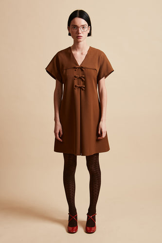 Short flared dress in tropical virgin wool