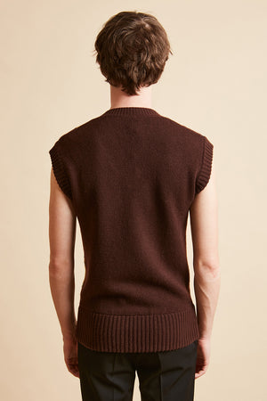 Wool and cashmere tank top with intarsia diamond patterns