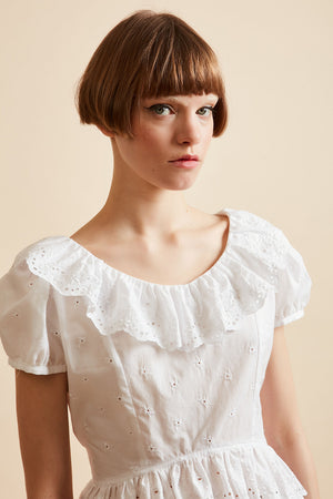 Cropped top in embroidered cotton voile