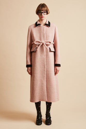 Midi-length lurex wool tweed coat