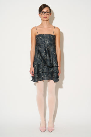 Silk organza dress with exclusive print