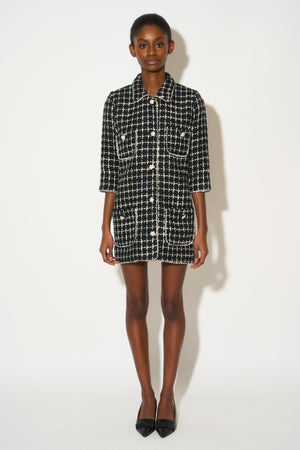 Checkered tweed dress