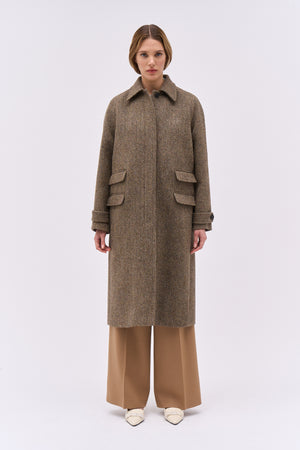 Harris Tweed herringbone tweed coat