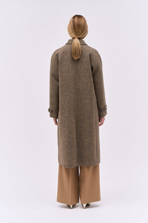 Harris Tweed herringbone tweed coat