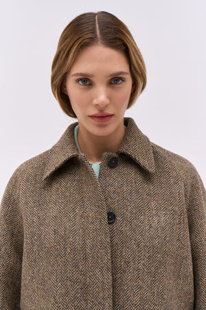 Harris Tweed herringbone tweed coat