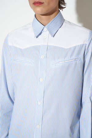 Plain and striped cotton poplin shirt