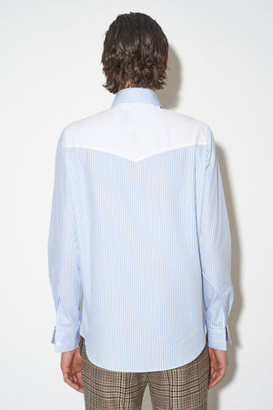 Plain and striped cotton poplin shirt