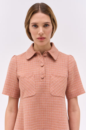 Short checked wool polo dress