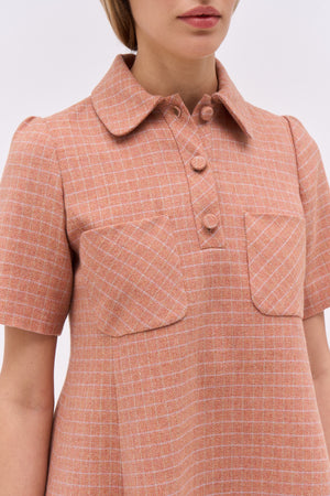 Short checked wool polo dress