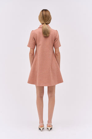 Short checked wool polo dress