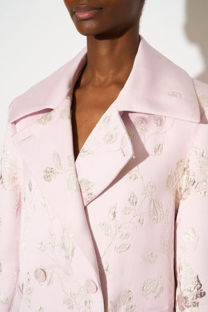 Manteau en jacquard de soie et lurex à motif floral