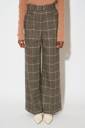 Checked virgin wool trousers