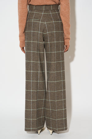 Checked virgin wool trousers