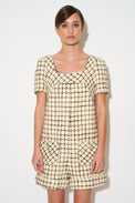 Checked tweed romper