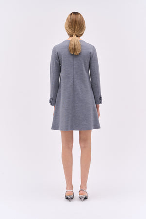 Short dress with round neck in Milano wool jersey