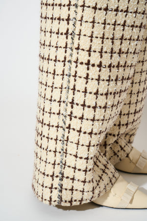 Straight-legged checked tweed pants