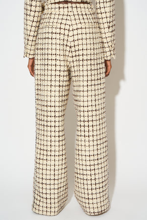 Straight-legged checked tweed pants